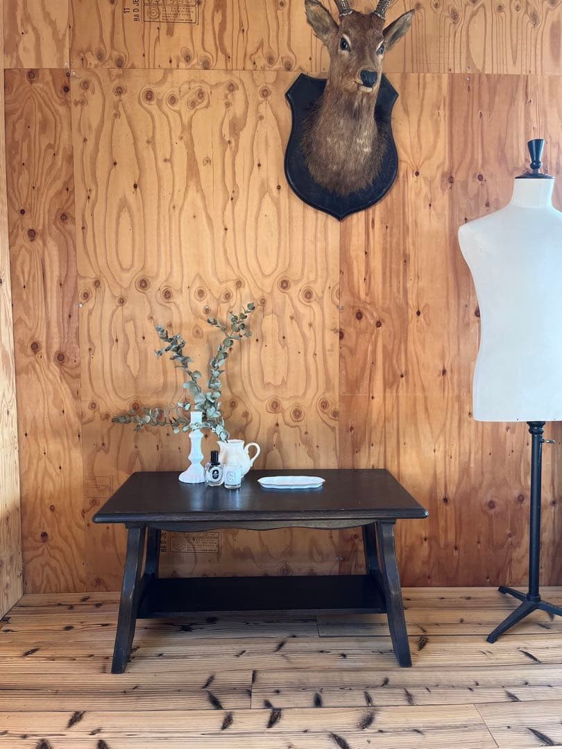 古いローテーブルダークブラウン木製コーヒーサイドテーブルアンティークヴィンテージ