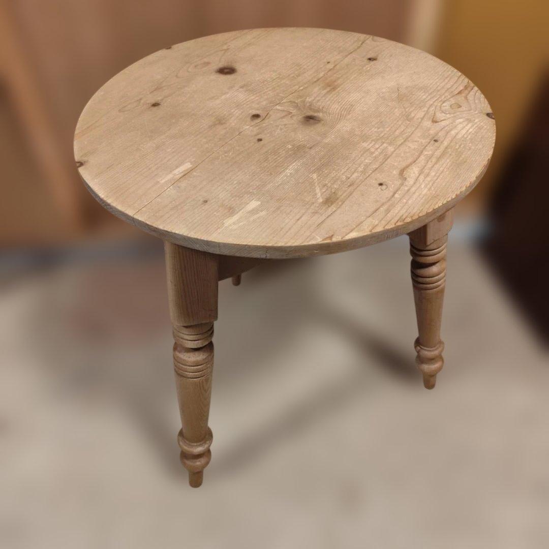 英国風 クリケットテーブル 無垢材 ろくろ脚 アンティーク 丸テーブル