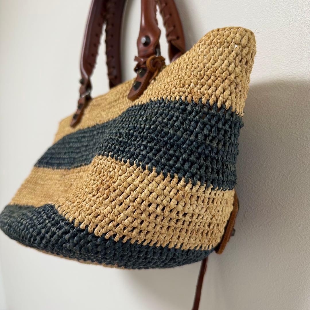 BALENCIAGA バレンシアガ カゴバッグ ボーダー マリン