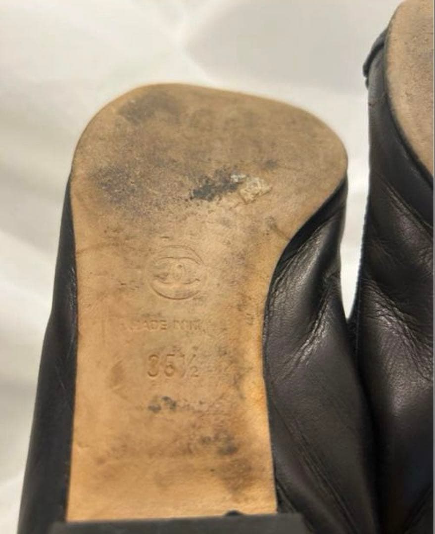 【美品】CHANEL シャネル ブラック フラットシューズ ブラックココマーク