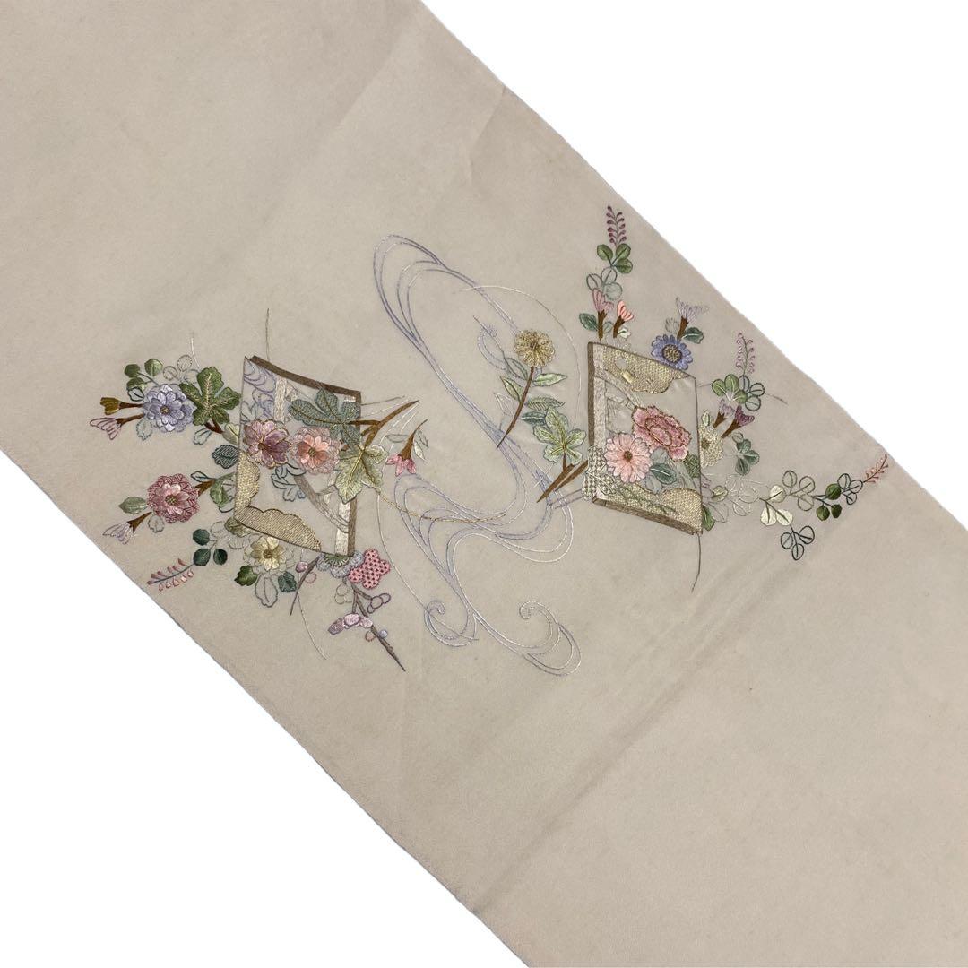 【専用です】季節の花々と読み本 総刺繍 袋帯