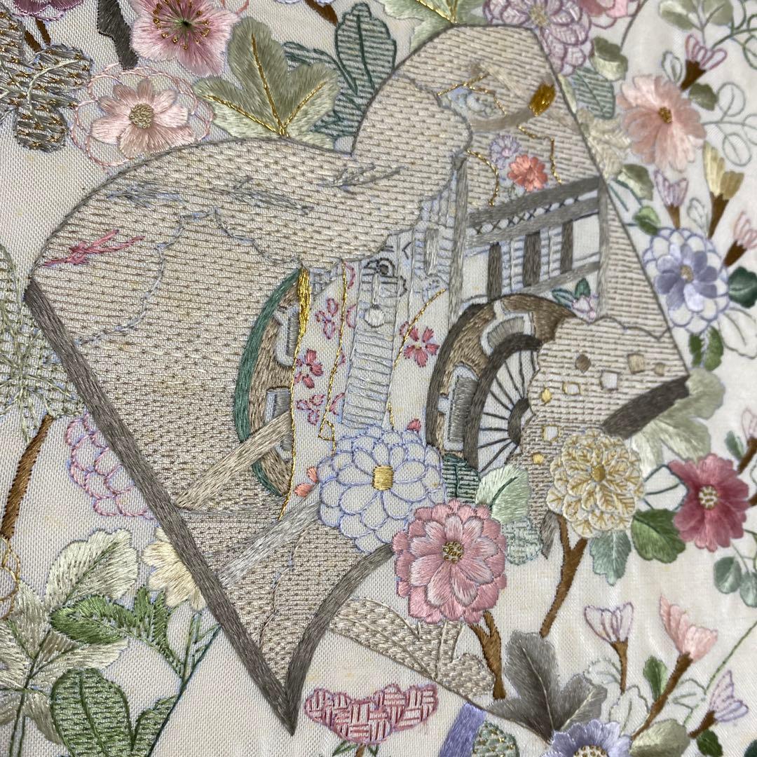 【専用です】季節の花々と読み本 総刺繍 袋帯