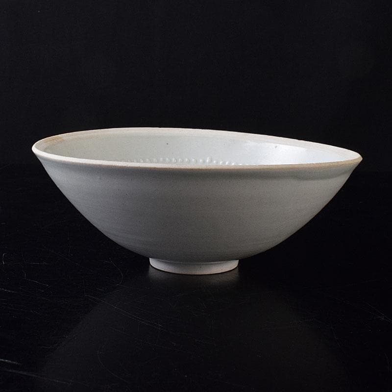 中国　定窯　白磁　刻花文碗　時代箱　V　R8462