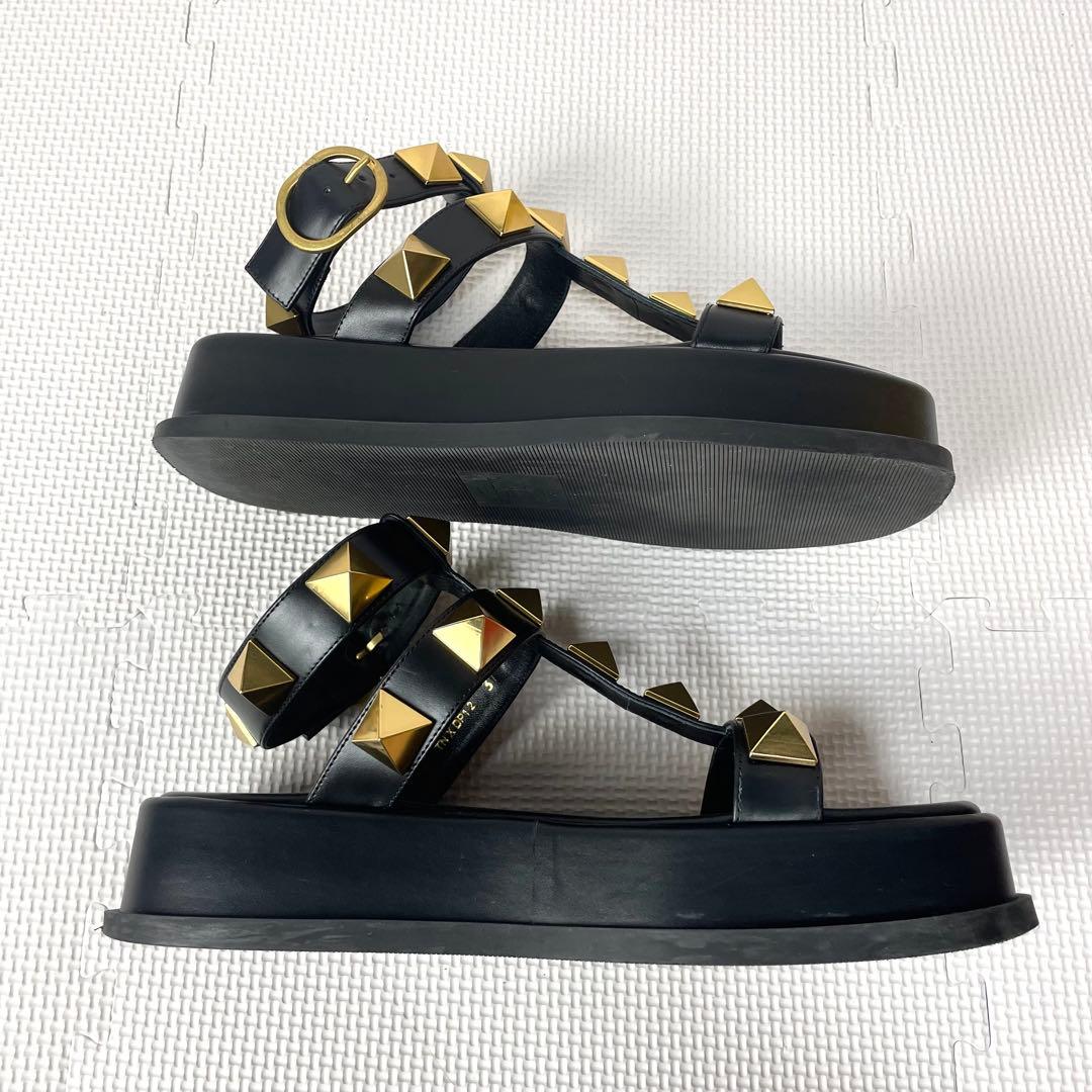 極美品　ヴァレンティノガラヴァーニ　サンダル　スタッズ　レザー　厚底　37サイズ