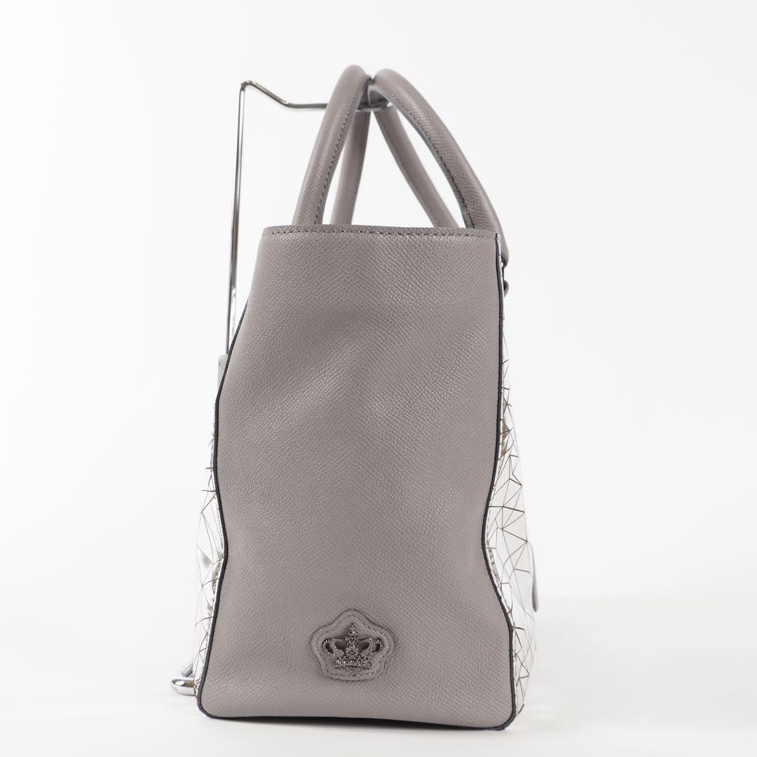 【未使用✨】ADMJ ハンドバッグ タグ付き レザー シルバー×グレー