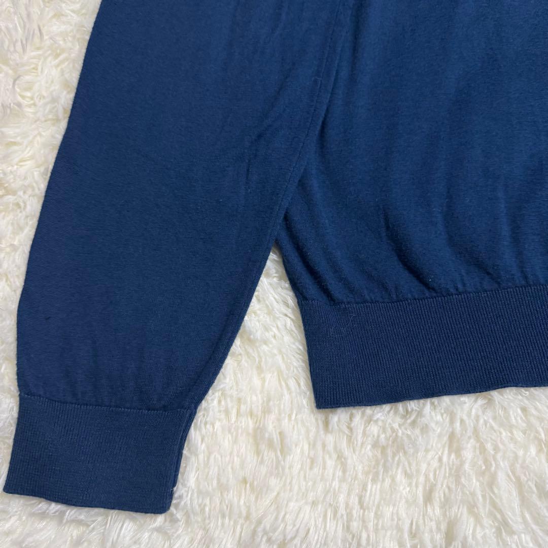 ジョンスメドレー タートルネック ニット L ブルー シーアイランドコットン