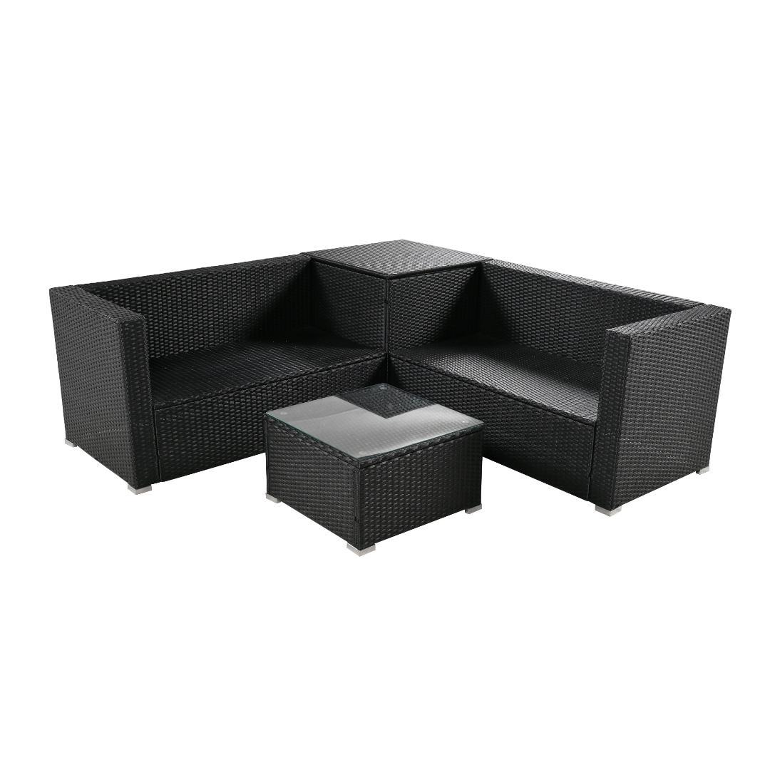 ガーデンファニチャー 4点 収納付き ガーデン クッション付き ラタン調 ソファ