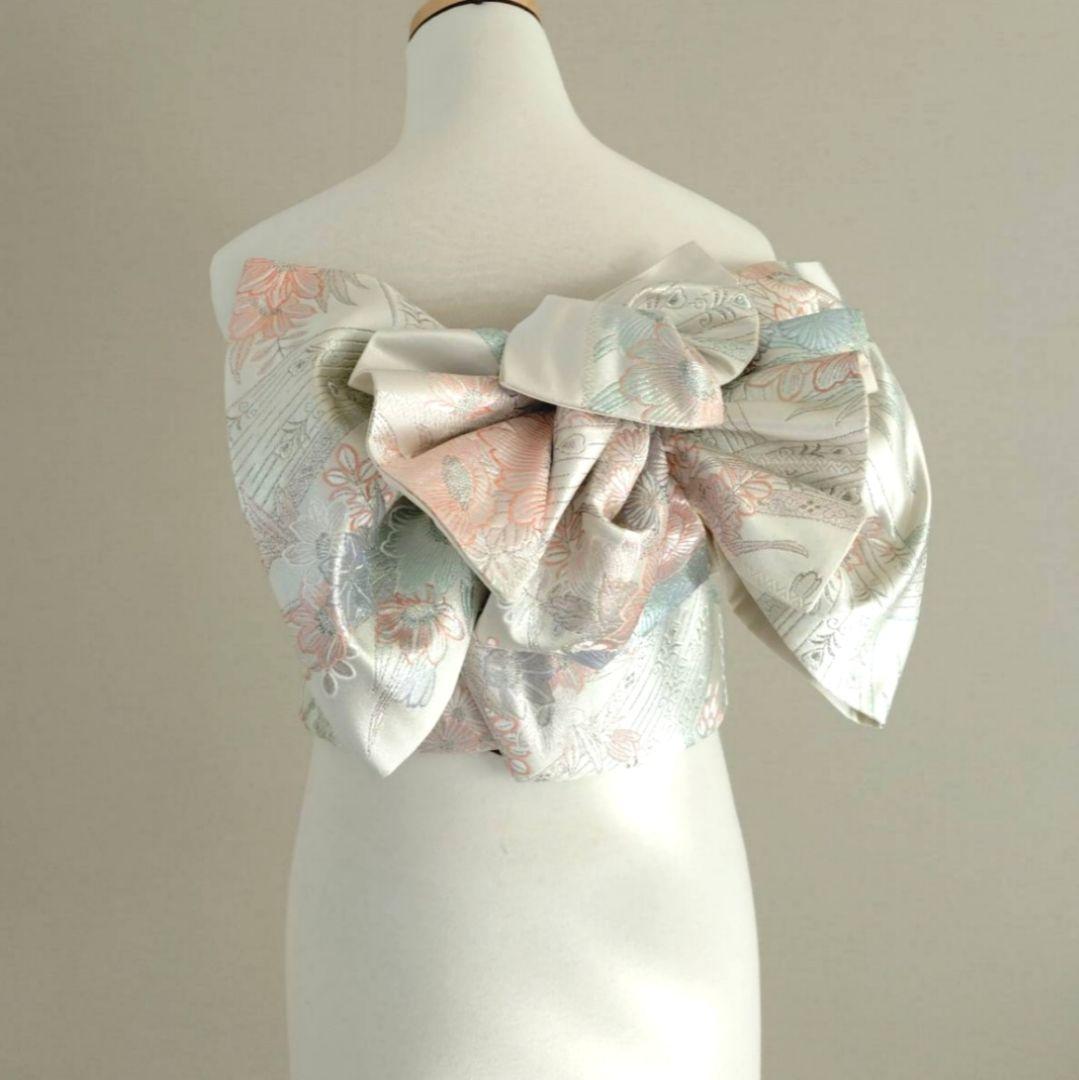 一部式　振袖用作り帯　九百プラチナ　十三参りにも　作り帯付け帯　胴巻き～95㎝