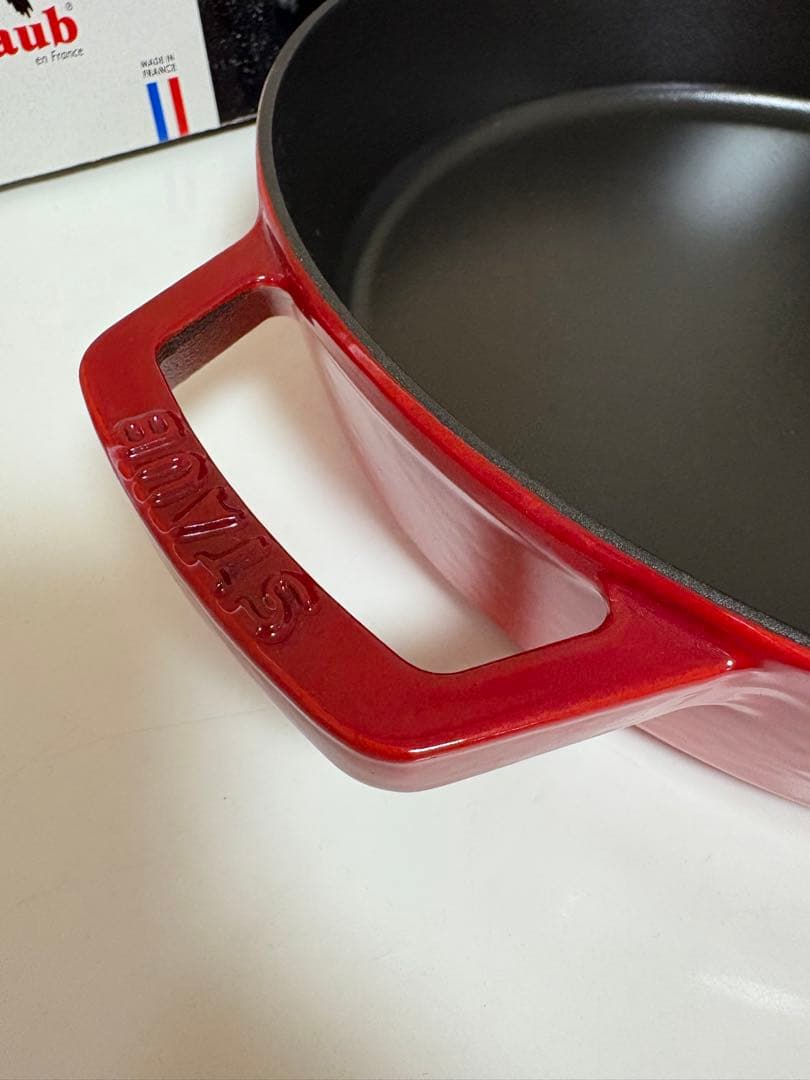 staub 両手フライパン チェリー 26cm ダブルハンドル 赤 美品