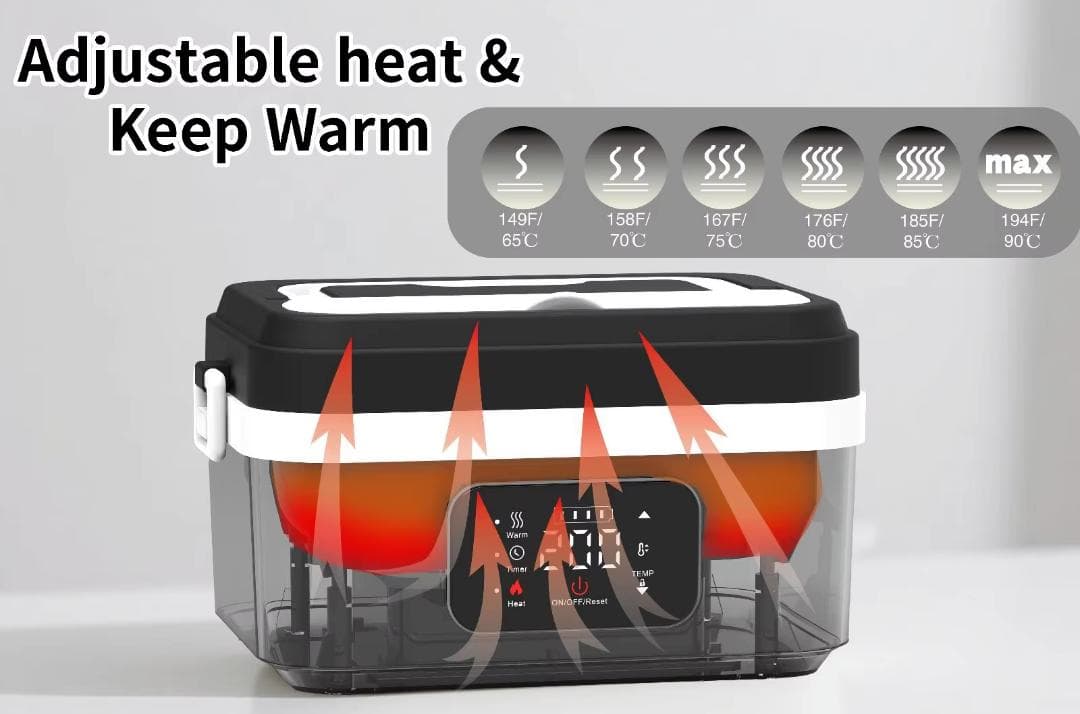 【新品】ポータブル電気加熱ランチボックス（1000ml大容量・充電対応）