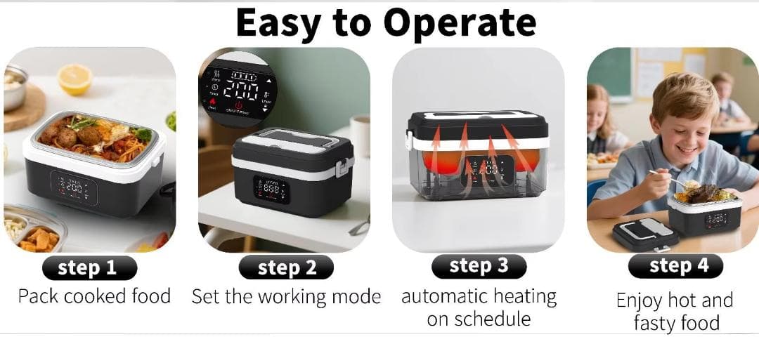 【新品】ポータブル電気加熱ランチボックス（1000ml大容量・充電対応）