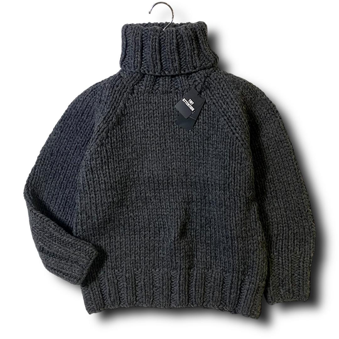 M TMT 毛100％ タートルネック ニット セーター 黒 定価49500円