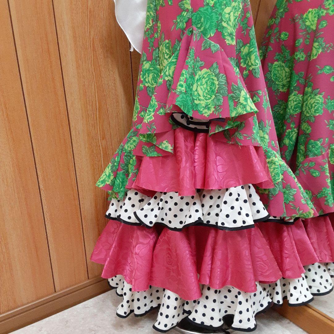 フラメンコ衣装　☆ファルダのみ　花柄/水玉/バイヤス付き　華やかファルダ