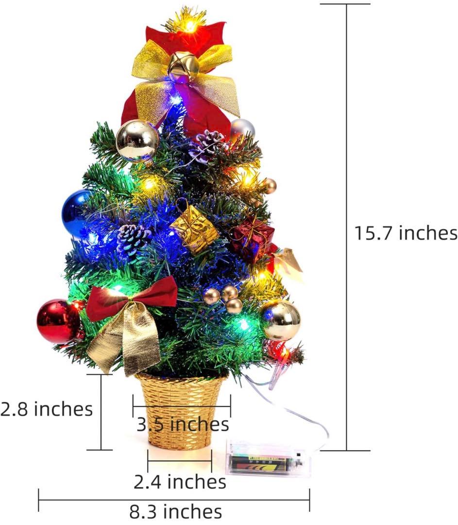 卓上ミニクリスマスツリーセット LEDライト付き 重力ベース