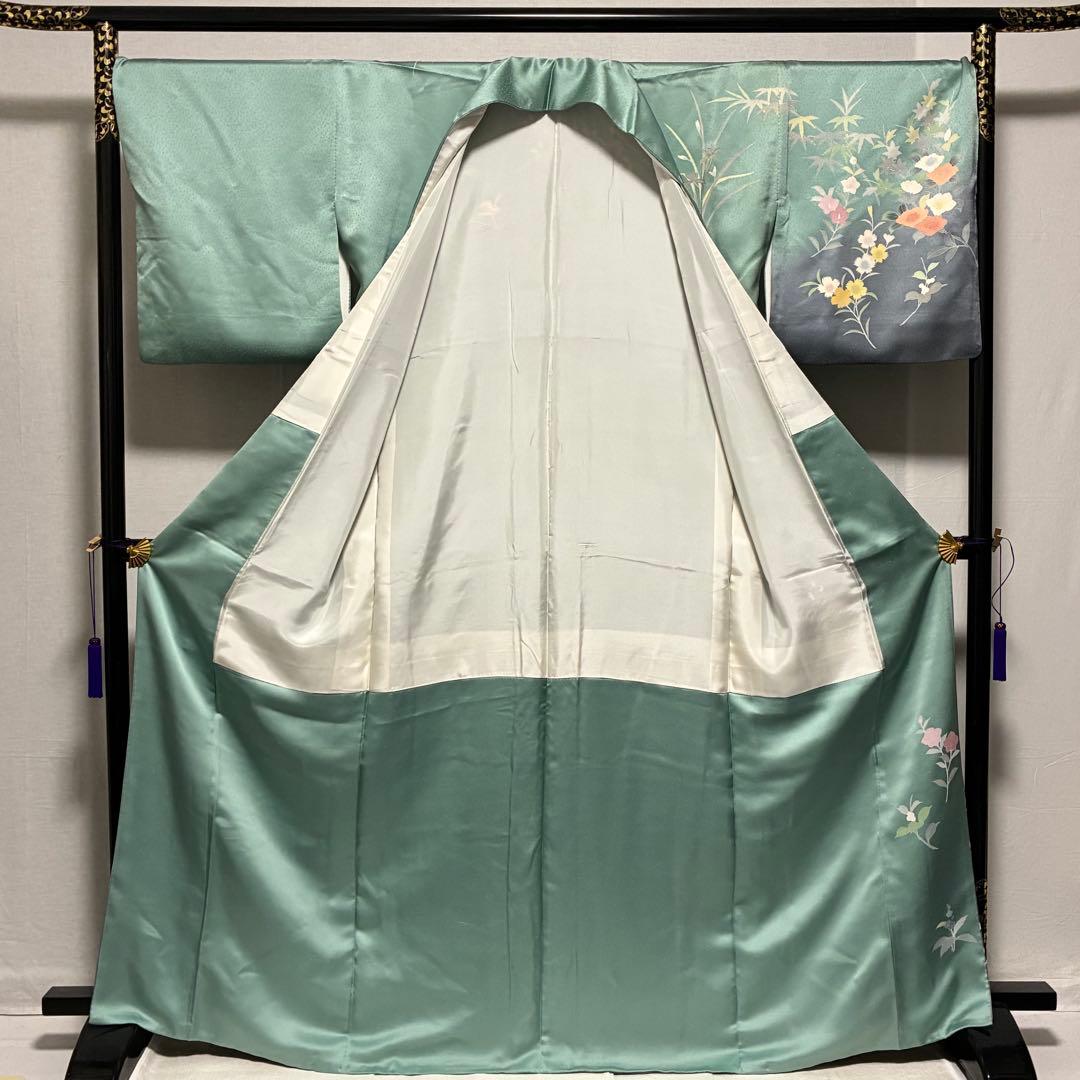 D30 訪問着 豪華花模様 一つ紋 正絹 着物 袷 極美品