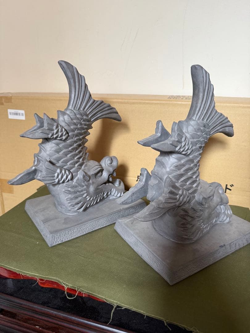 鯱鉾　シャチホコ　陶器　焼物　アンティーク　魔除け　縁起物　瓦