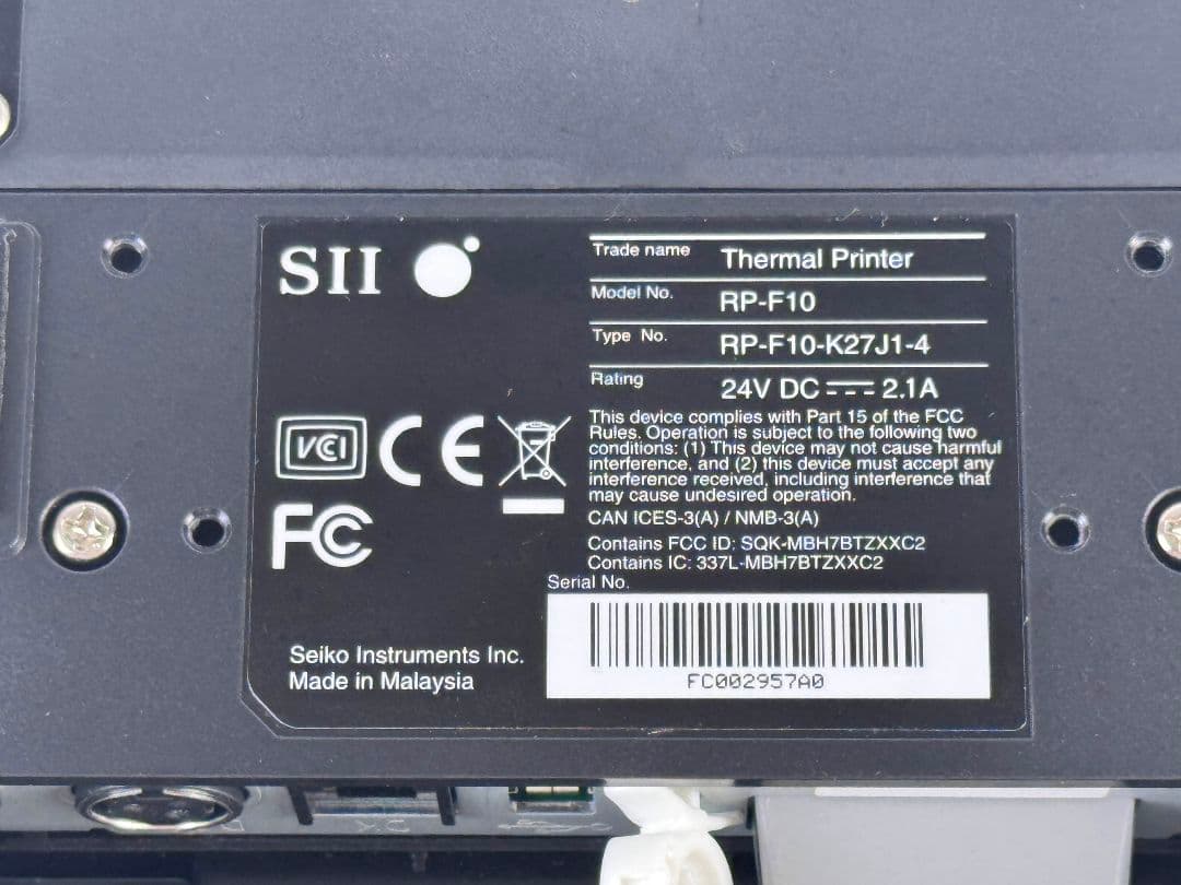 SII RP-F10-W27J1-4　エアレジ対応　Bluetoothモデル