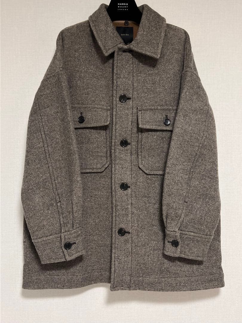 Spick and Span グレーウールコート フリース襟付き
