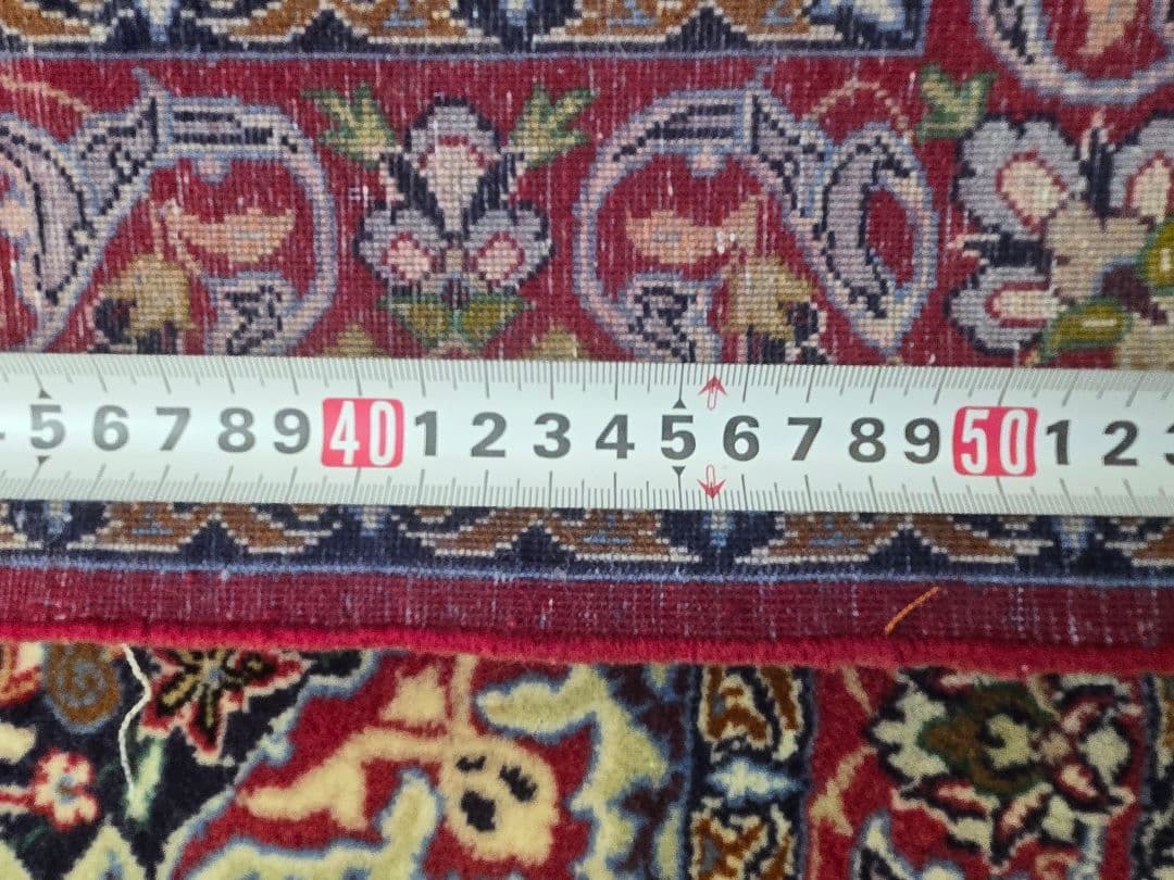 ペルシャ絨毯100%手織りシルクとコルクイスファハン産中型赤青102cm×71