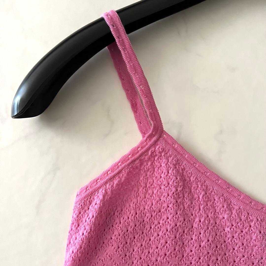 クリスチャンディオール ガリアーノ キャミソール ニット ロゴ ピンク 2004