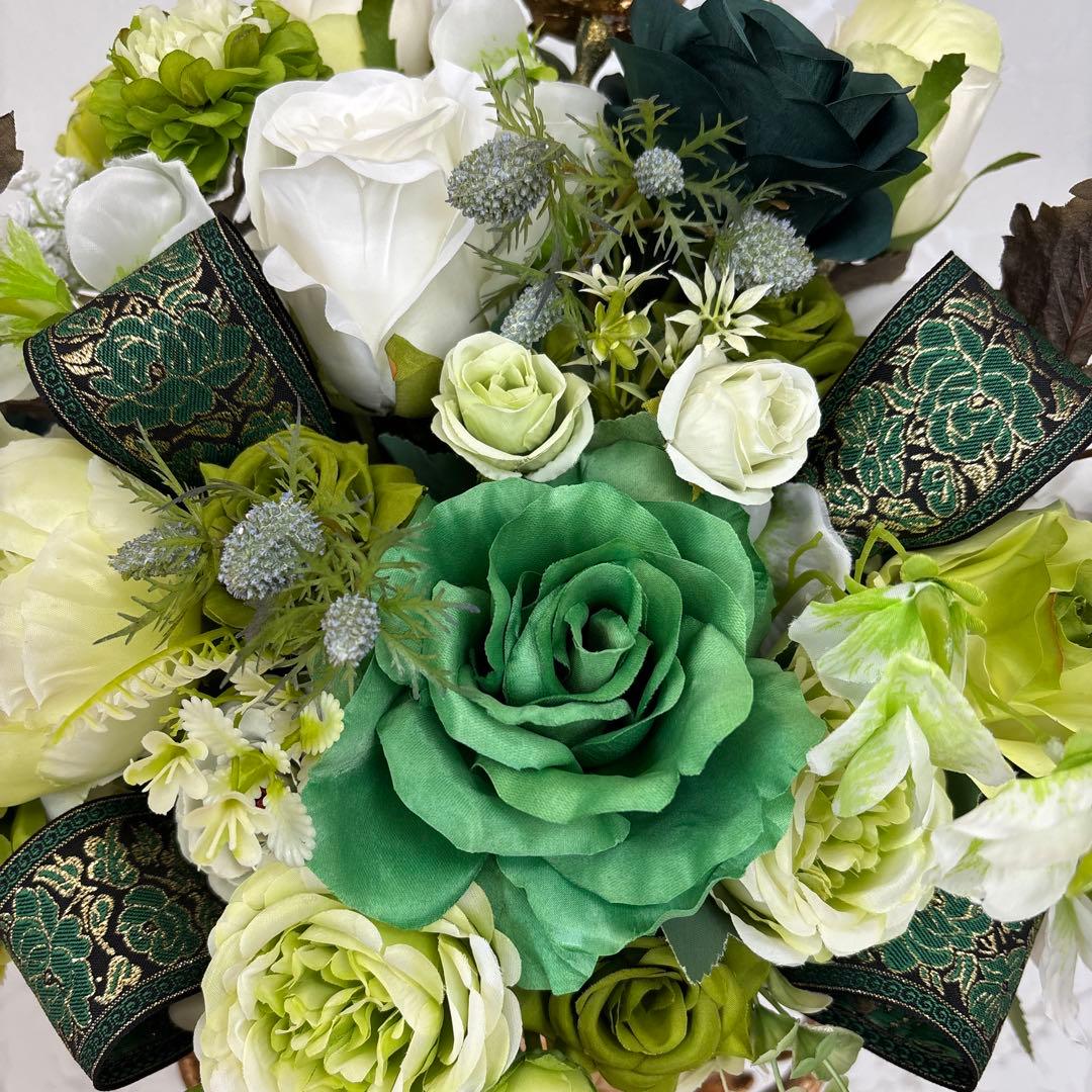 まゆ様特別オーダー商品 濃いグリーンのフラワーアレンジメント・特大サイズ