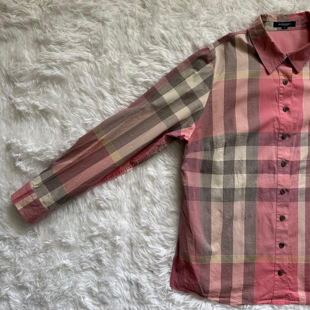 美品 BURBERRY バーバリーロンドン メガチェック シャツ ピンク 46