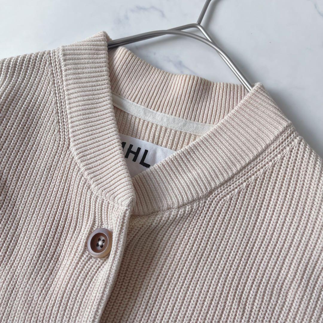 MHL. マーガレットハウエル コットン リブニット カーディガン ベージュ