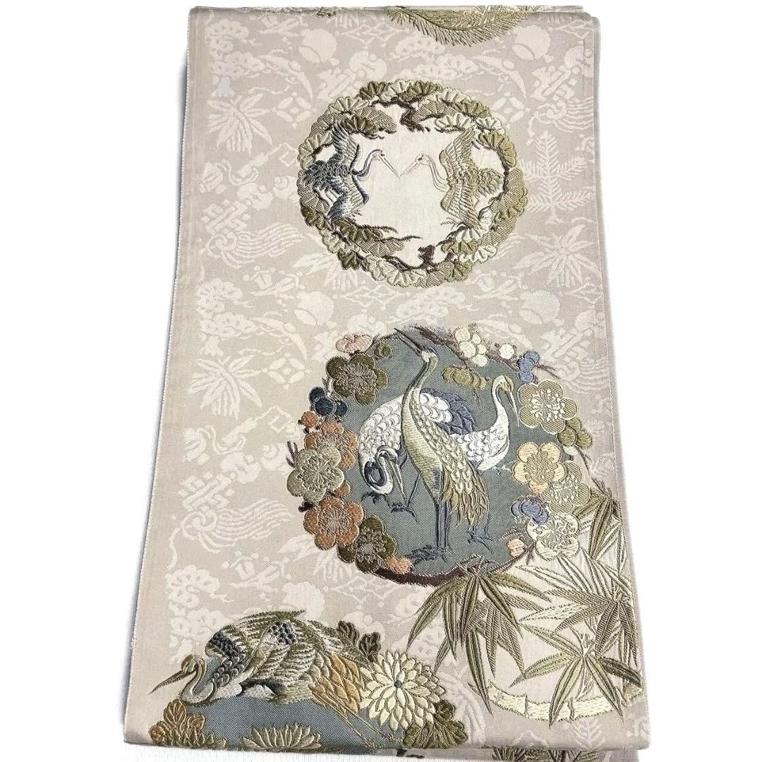 鶴模様　双鶴紋　菊花　梅花　松模様　袋帯　着物　123a p