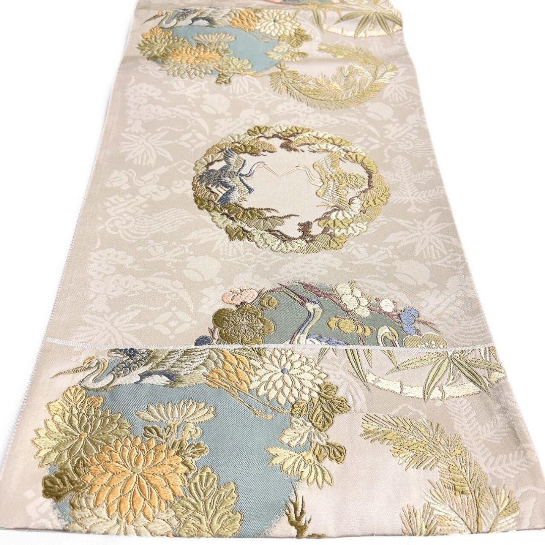 鶴模様　双鶴紋　菊花　梅花　松模様　袋帯　着物　123a p