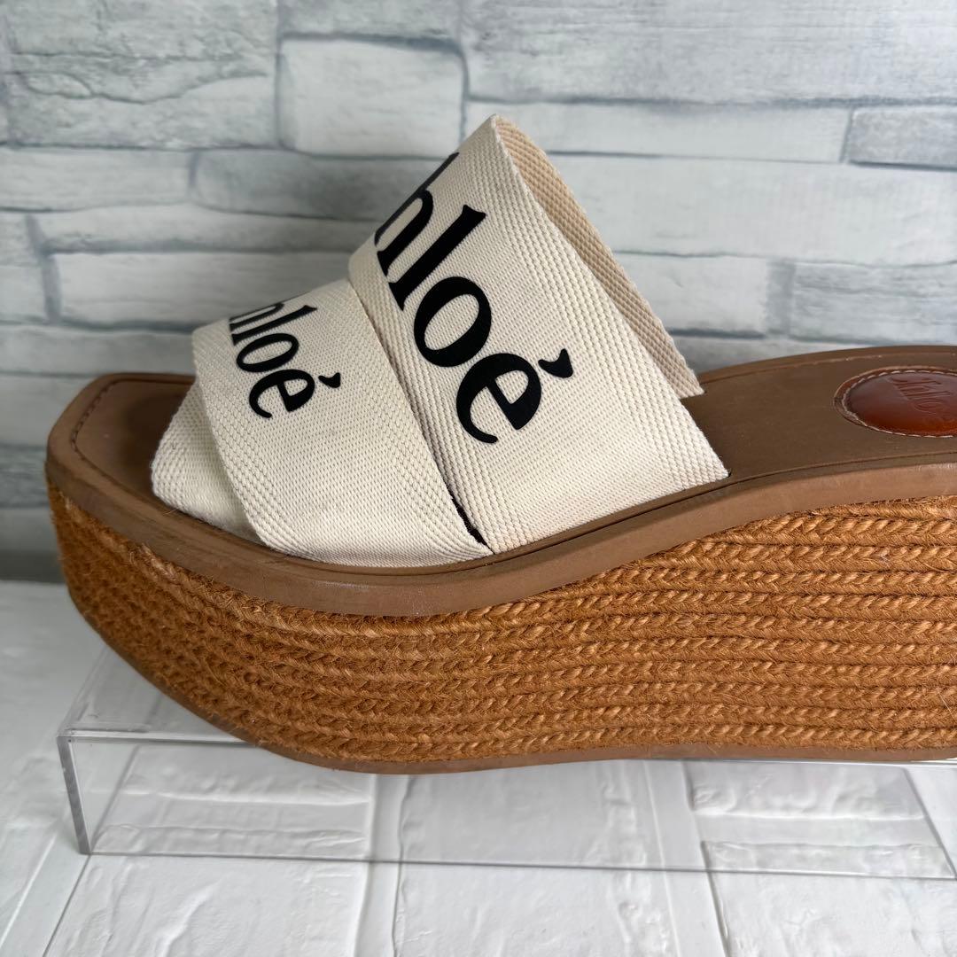 Chloe クロエ　Woodyウェッジエスパドリーユ　ウエッジソール　厚底　ロゴ