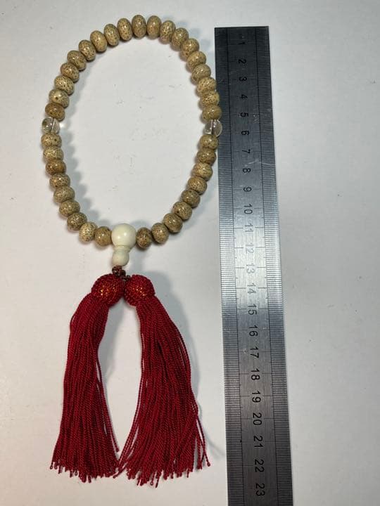 念珠 数珠 数珠 仏教美術 星月菩提腕珠 マンモス玉天然水晶玉隔珠 中古美品