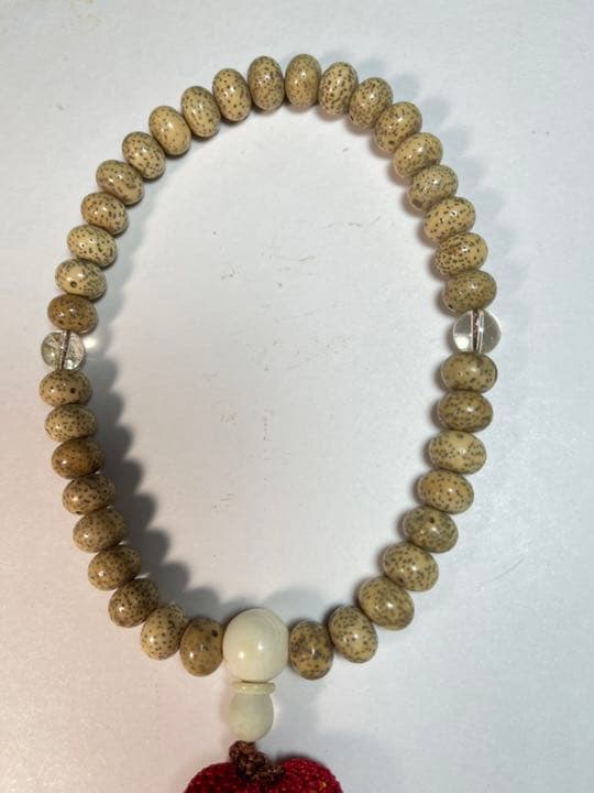 念珠 数珠 数珠 仏教美術 星月菩提腕珠 マンモス玉天然水晶玉隔珠 中古美品