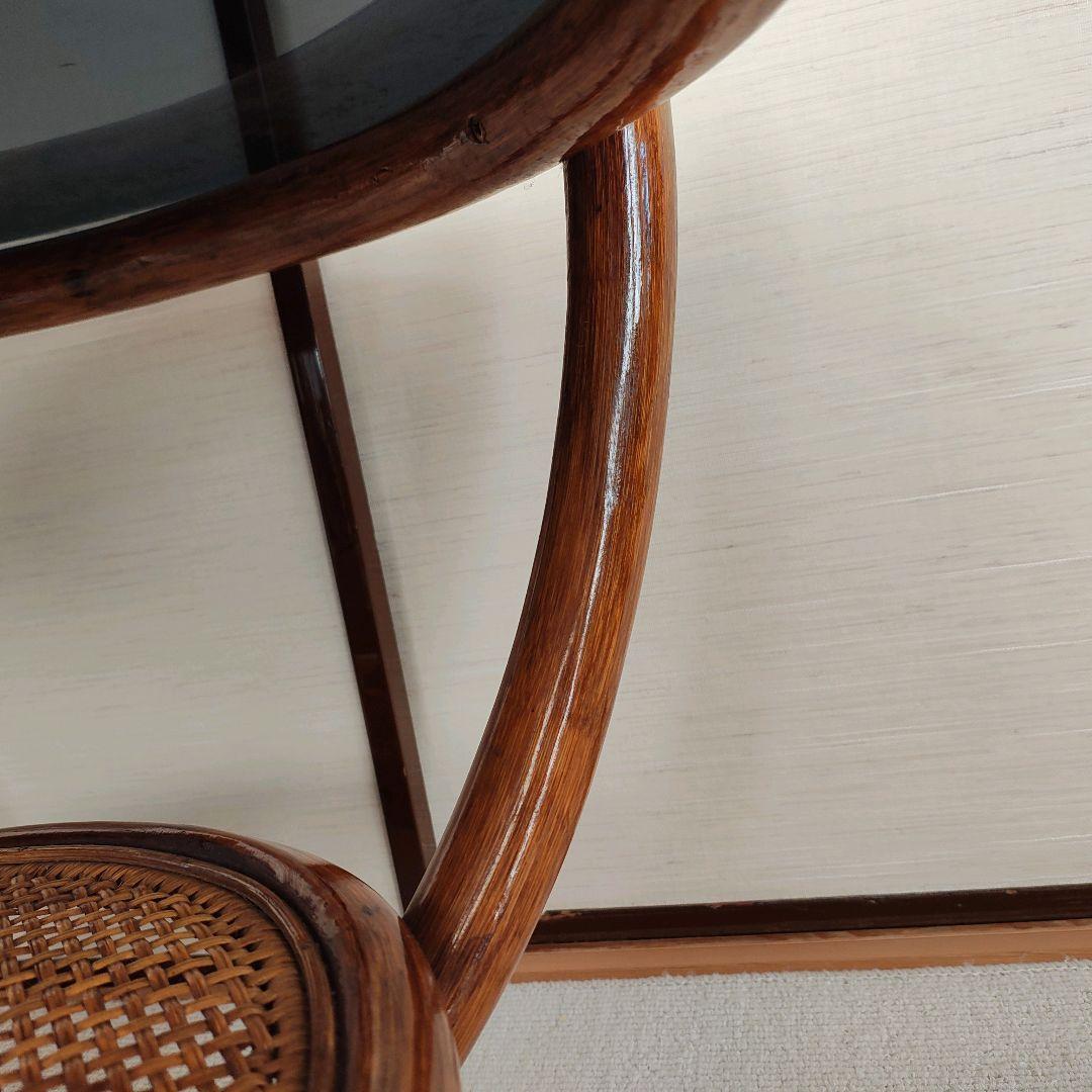 籐 ラタン ガラス天板 センターテーブル ヴィンテージ 籐 昭和レトロ