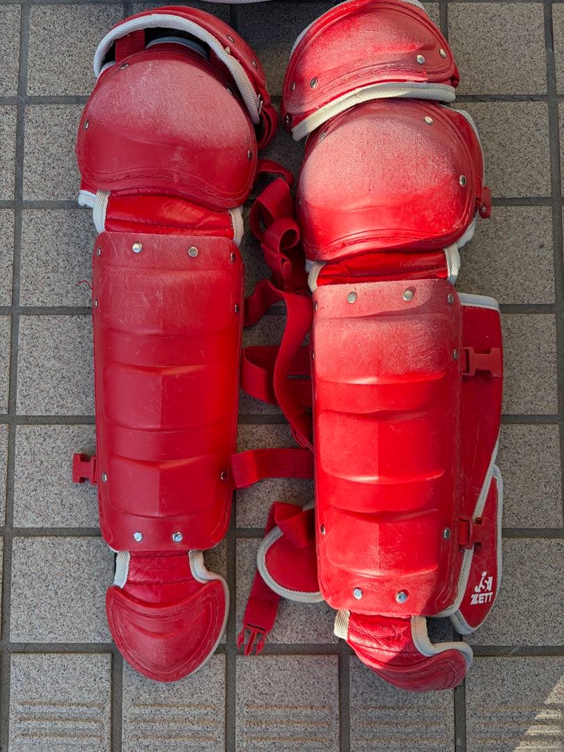 ZETT キャッチャー防具 一式 赤 JSAシールあり 収納バッグ付き 野球