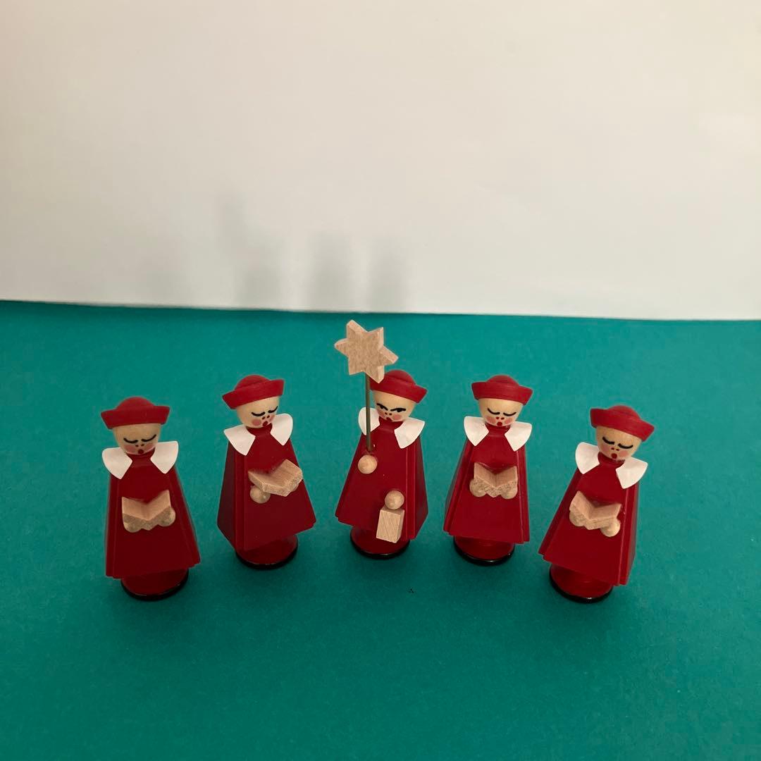 ドイツ　ザイフェン　赤い聖歌隊セット エルツ地方　DREGENO社 木製