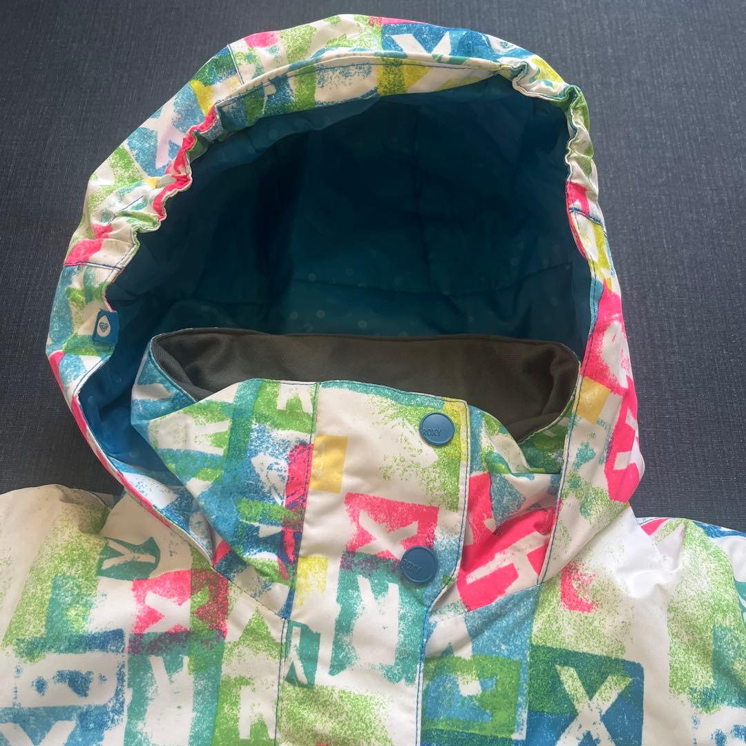 【美品】ROXYスキースノーボードウェア130140ピンク白キッズ青ジャケット