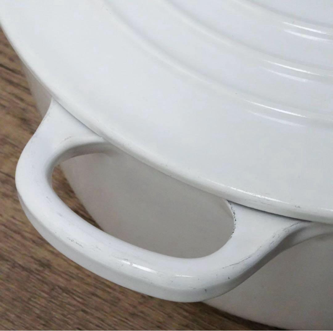 【美品】LE CREUSET　ココット ロンド ホワイト　22cm