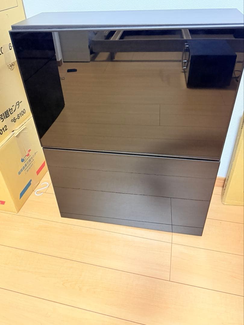 IKEA ベストー　ブラックキャビネット ミラー仕上げ　2個セット