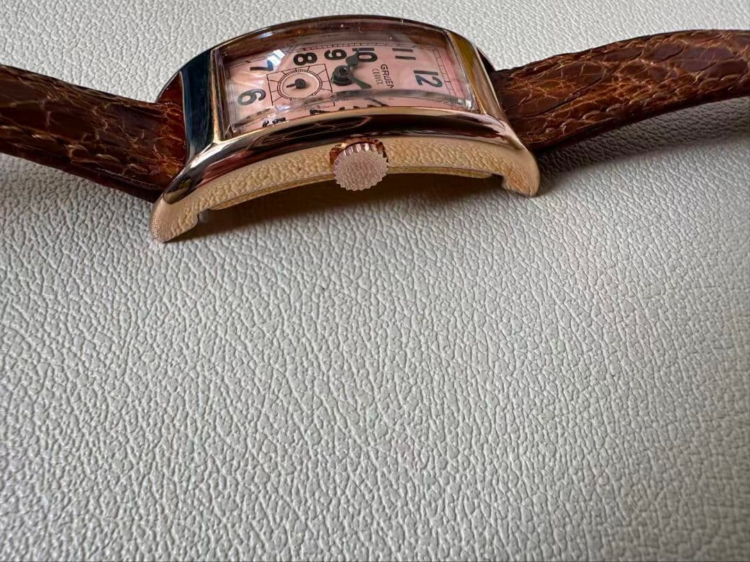 「美品」GRUEN CURVEX 腕時計 ピンクゴールド/カッパー