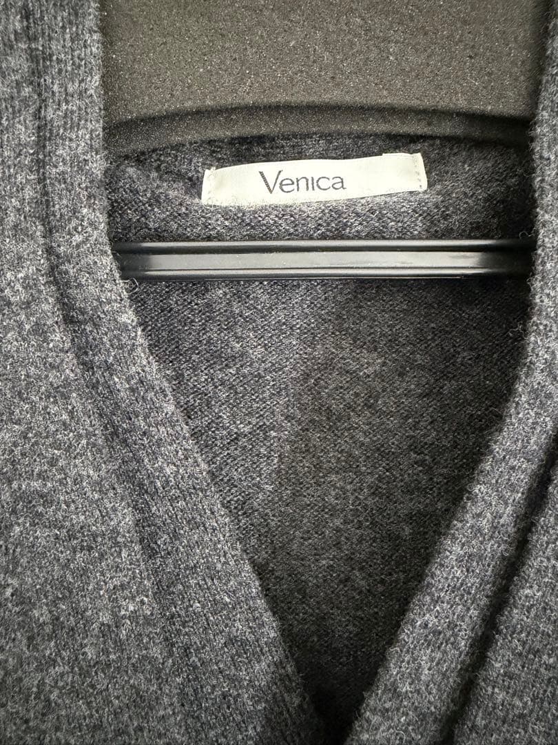 トップス venica Double collar wool knit cardigan