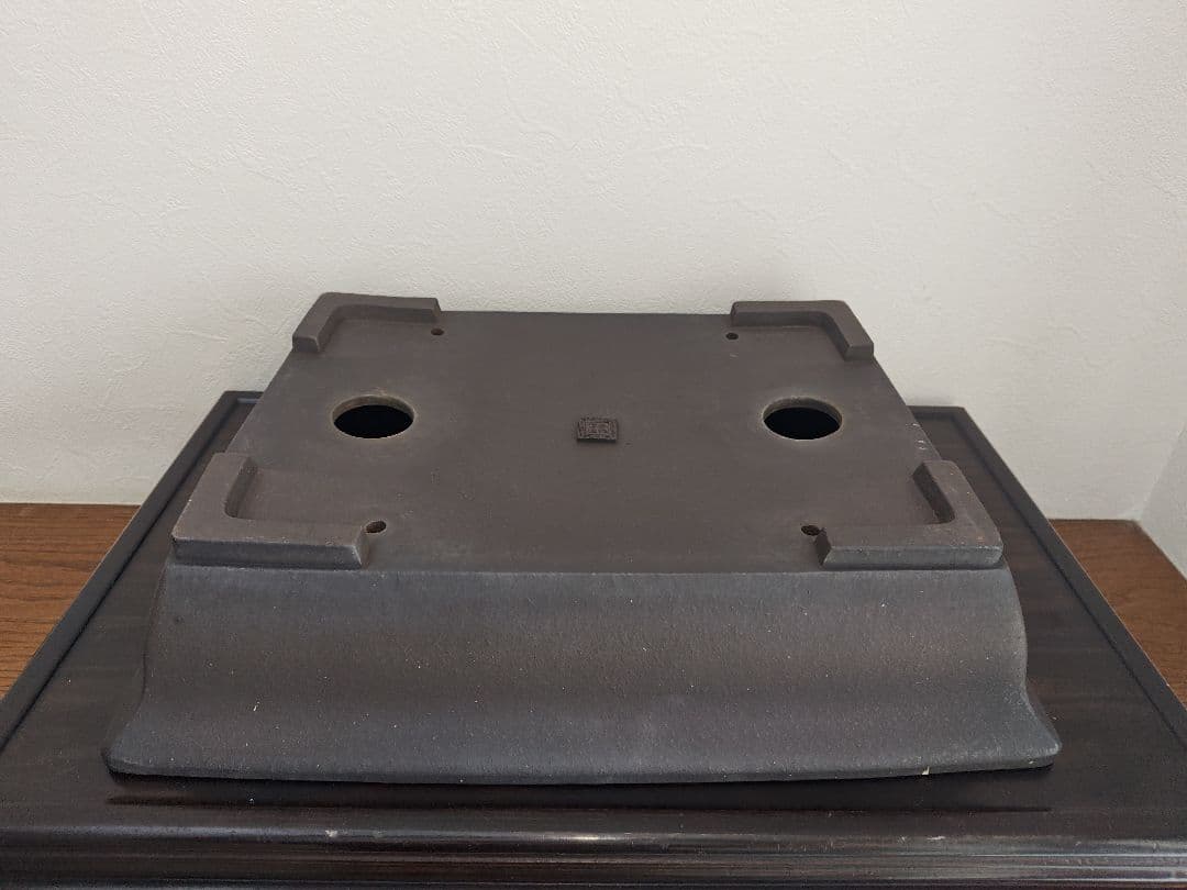 陶器製盆栽鉢　四角い盆栽鉢 春雅堂造　落款　大型