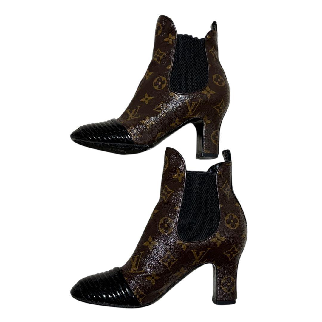 LOUIS VUITTONヴィトン モノグラム メッシュ サイドゴアブーツ 34