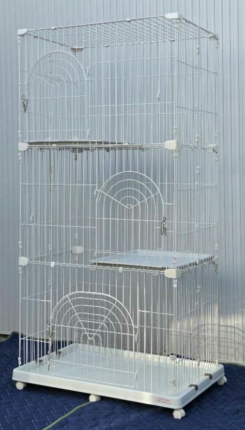 直接引き取り限定アイリスオーヤマ PEC-903 ホワイトキャットケージ 3段