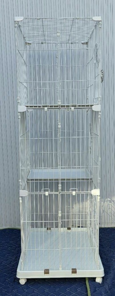 直接引き取り限定アイリスオーヤマ PEC-903 ホワイトキャットケージ 3段