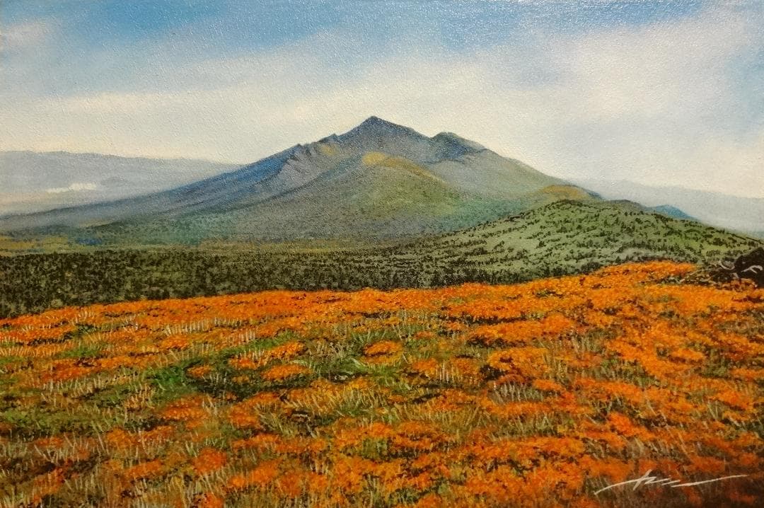 上鈴木正一 油彩画 P6号『三石山からの岩手山』いっきゅう様 オーダー作品です!