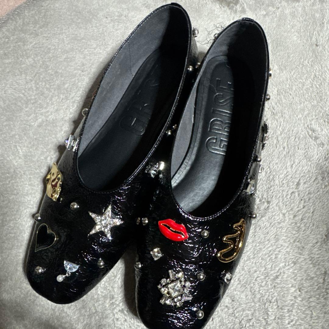 LE TALON GRISE レザーSURREALモチーフフラット