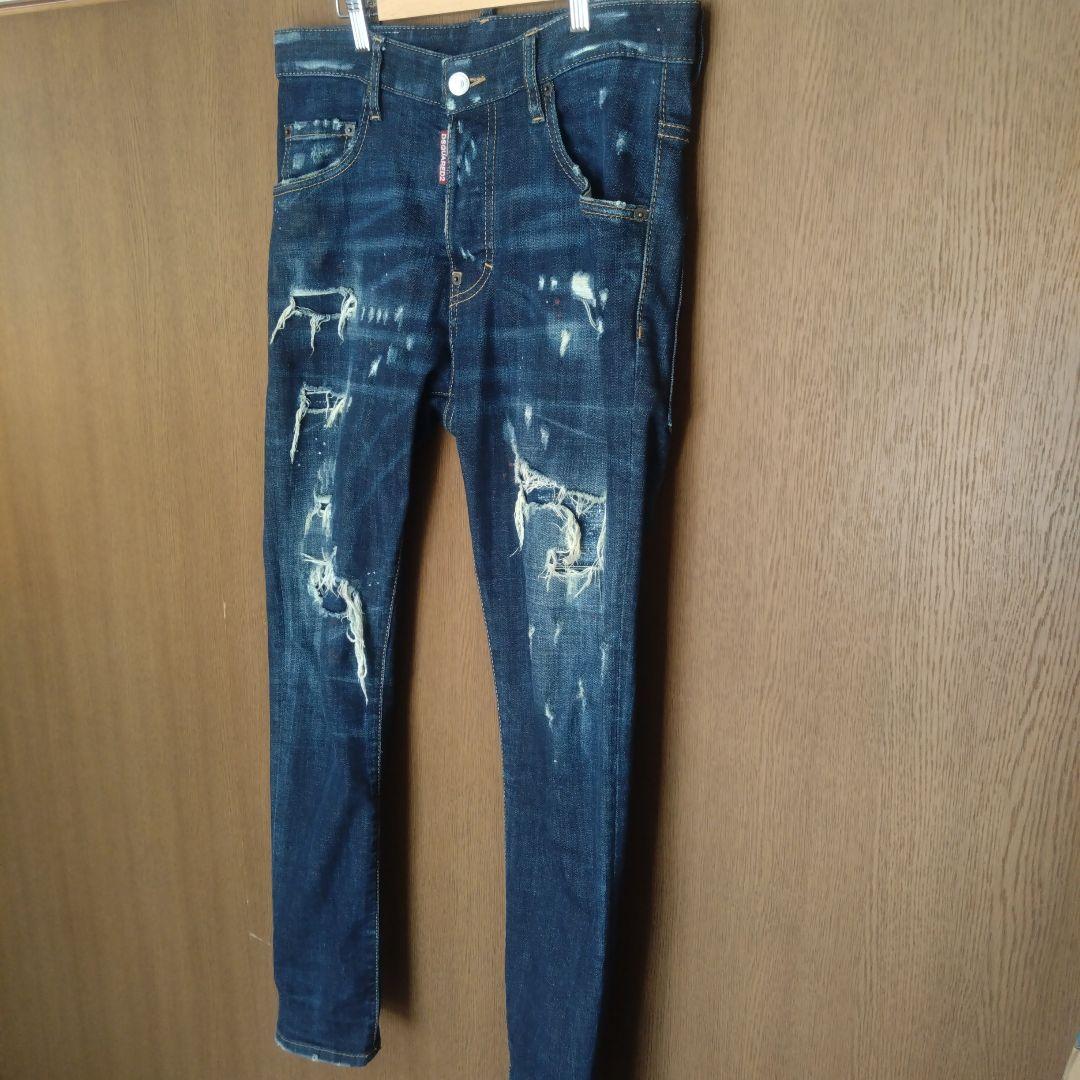 ディースクエアード　ダメージ加工スキニーデニム ダークブルー　サイズ46