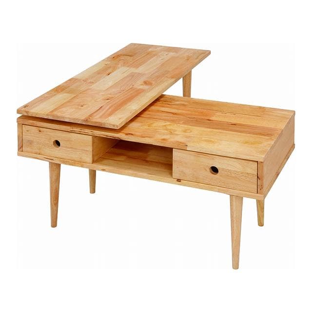 伸縮回転式テレビボード/ローボード 幅103～166 ナチュラル 天然木