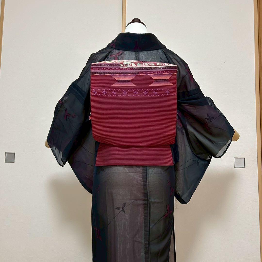 中*子様 モ50 美品　薄物　二重紗　風通紗　正絹　小紋　フルセット 夏着物