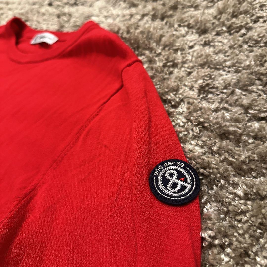 【新品相当】and per se アンパスィ 刺繍 レッドセーター